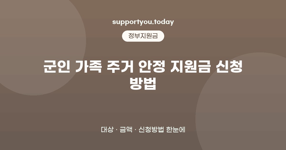 군인 가족 주거 안정 지원금 신청 방법, 신청 전 꼭 확인할 사항